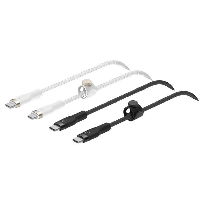 Belkin - C To C 2.0 Braided Silicone Cable - Black/White - 1 m - Pack of 2