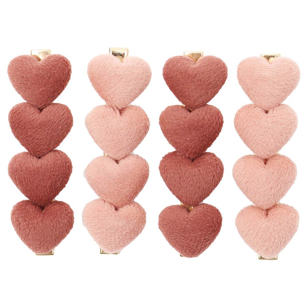 Billy Loves Audrey - Faithful Heart Hair Clips - Kiss/Bordeaux - 4pcs