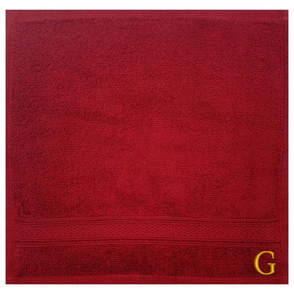 Byft - Letter G Monogrammed Face Towel - 30 x 30 cm - 6pcs - Burgundy