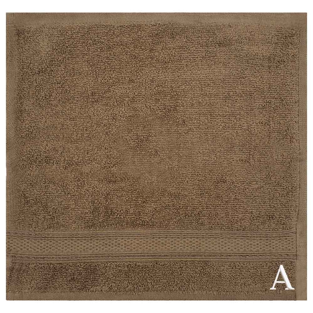 Byft - Letter A Monogrammed Face Towel - 30 x 30 cm - 6pcs - Dark Beige