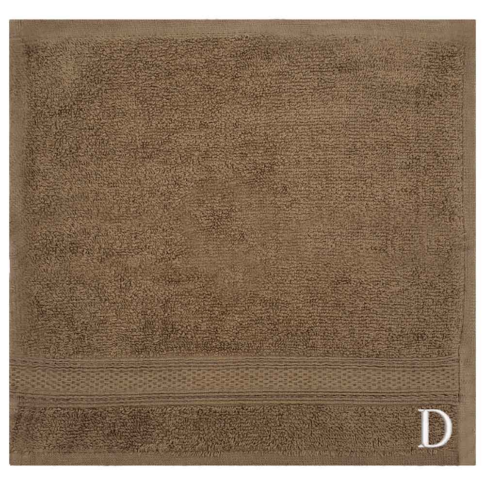 Byft - Letter D Monogrammed Face Towel - 30 x 30 cm - 6pcs - Dark Beige