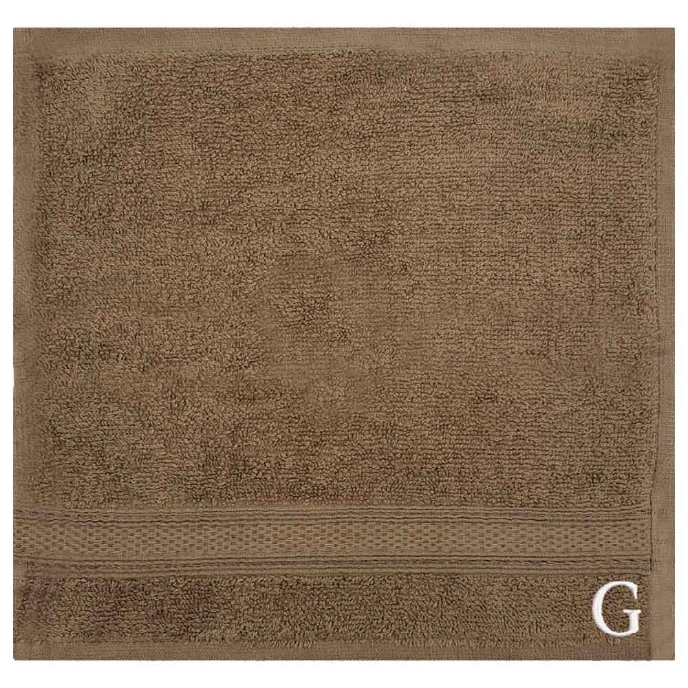 Byft - Letter G Monogrammed Face Towel - 30 x 30 cm - 6pcs - Dark Beige