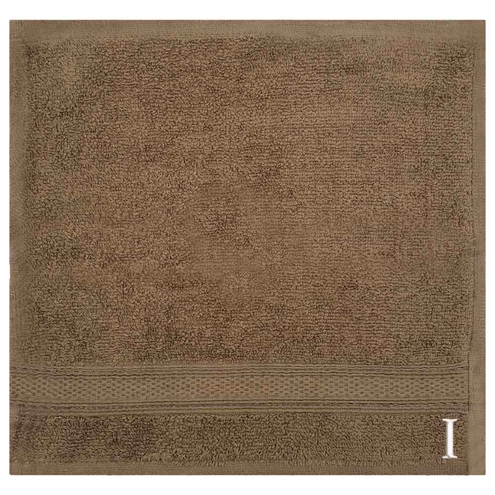 Byft - Letter I Monogrammed Face Towel - 30 x 30 cm - 6pcs - Dark Beige