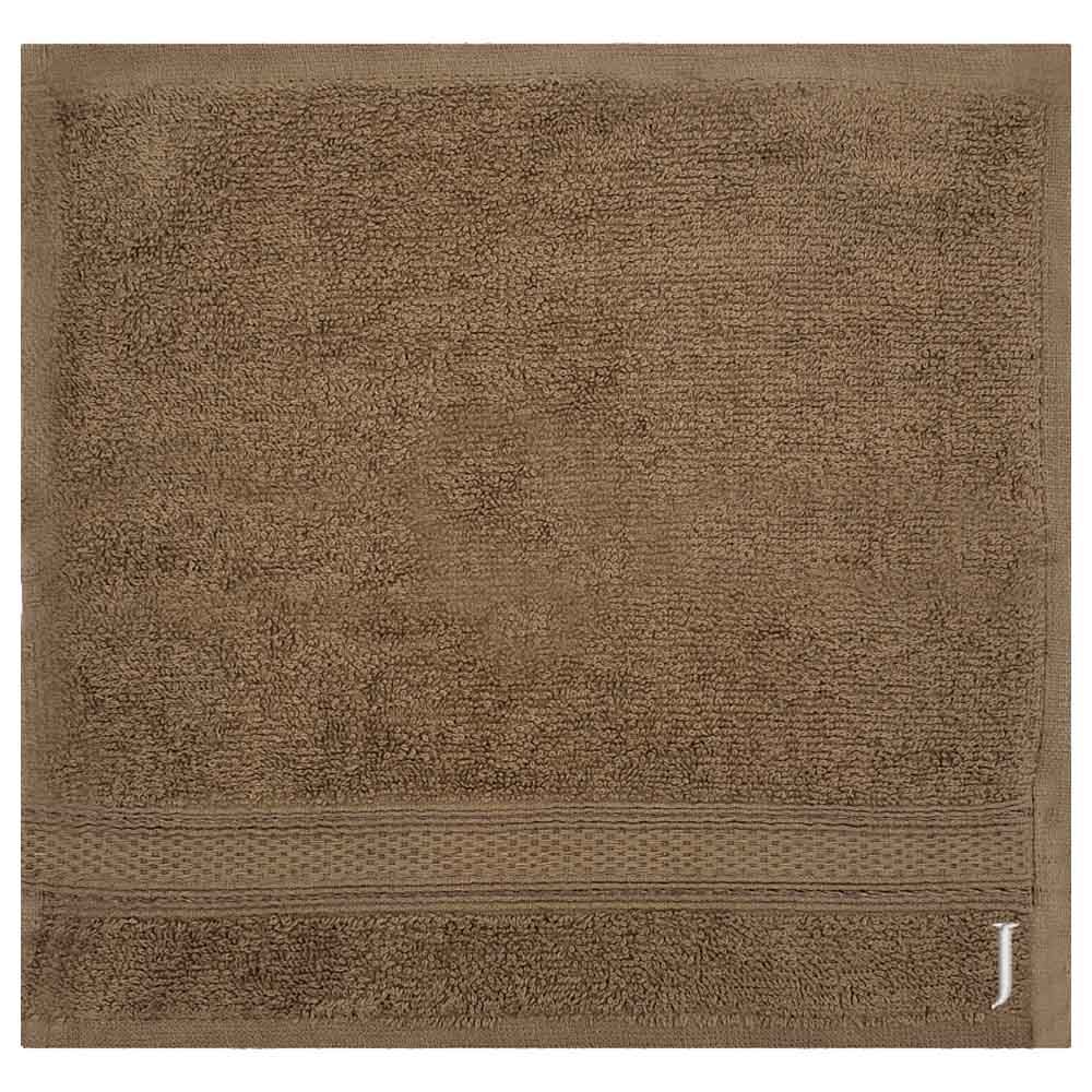 Byft - Letter J Monogrammed Face Towel - 30 x 30 cm - 6pcs - Dark Beige