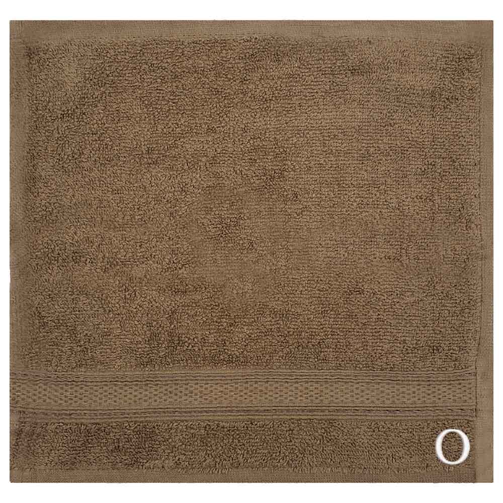 Byft - Letter O Monogrammed Face Towel - 30 x 30 cm - 6pcs - Dark Beige