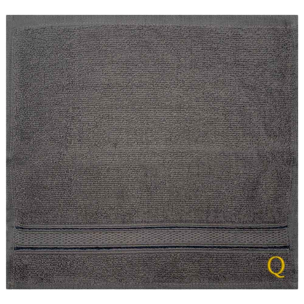 Byft - Letter Q Monogrammed Face Towel - 30 x 30 cm - 6pcs - Dark Grey