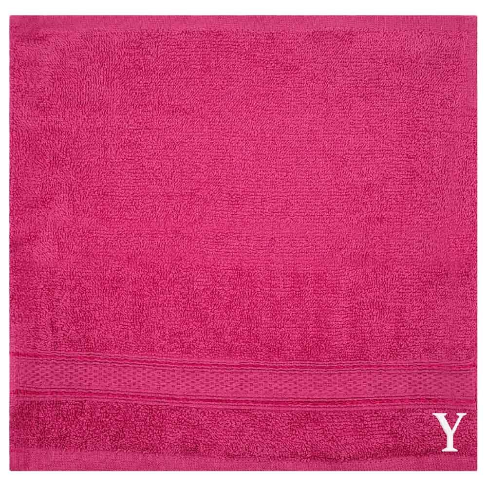 Byft - Letter Y Monogrammed Face Towel - 30 x 30 cm - 6pcs - Fuchsia Pink