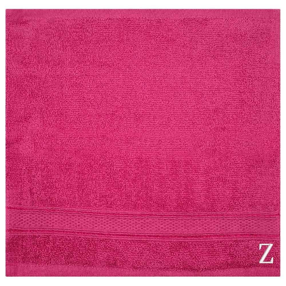 Byft - Letter Z Monogrammed Face Towel - 30 x 30 cm - 6pcs - Fuchsia Pink