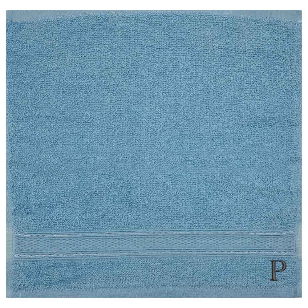 Byft - Letter P Monogrammed Face Towel - 30 x 30 cm - 6pcs - Light Blue