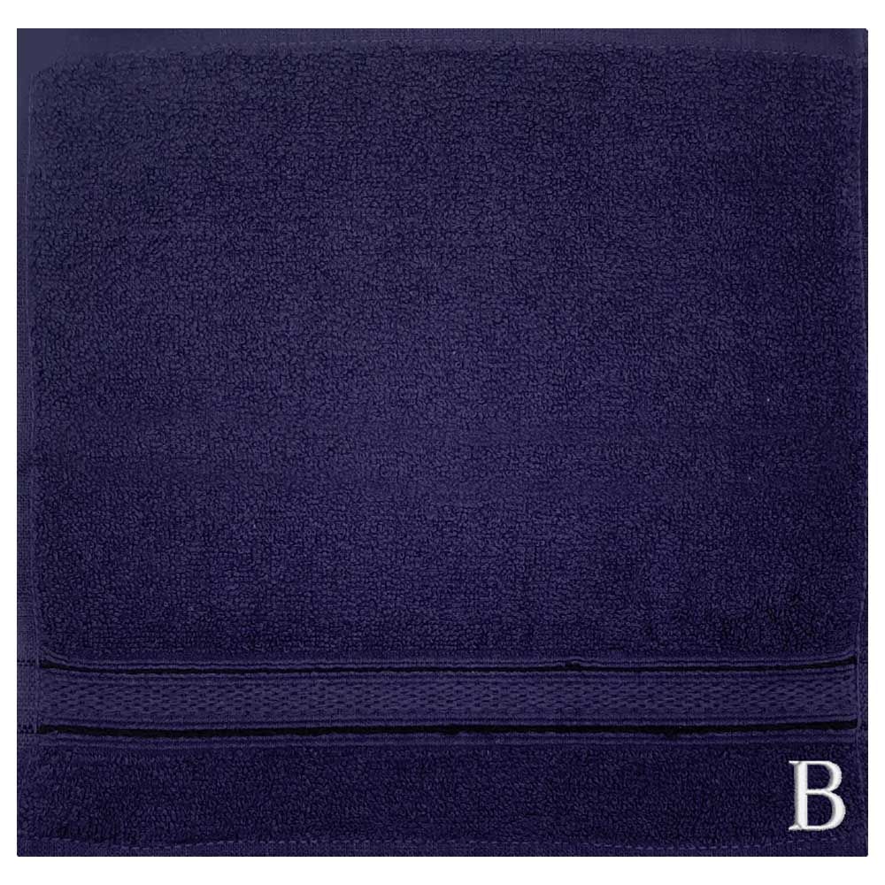 Byft - Letter B Monogrammed Face Towel - 30 x 30 cm - 6pcs - Navy Blue