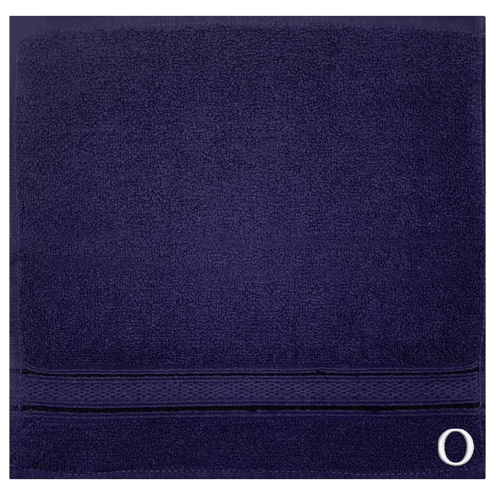 Byft - Letter O Monogrammed Face Towel - 30 x 30 cm - 6pcs - Navy Blue