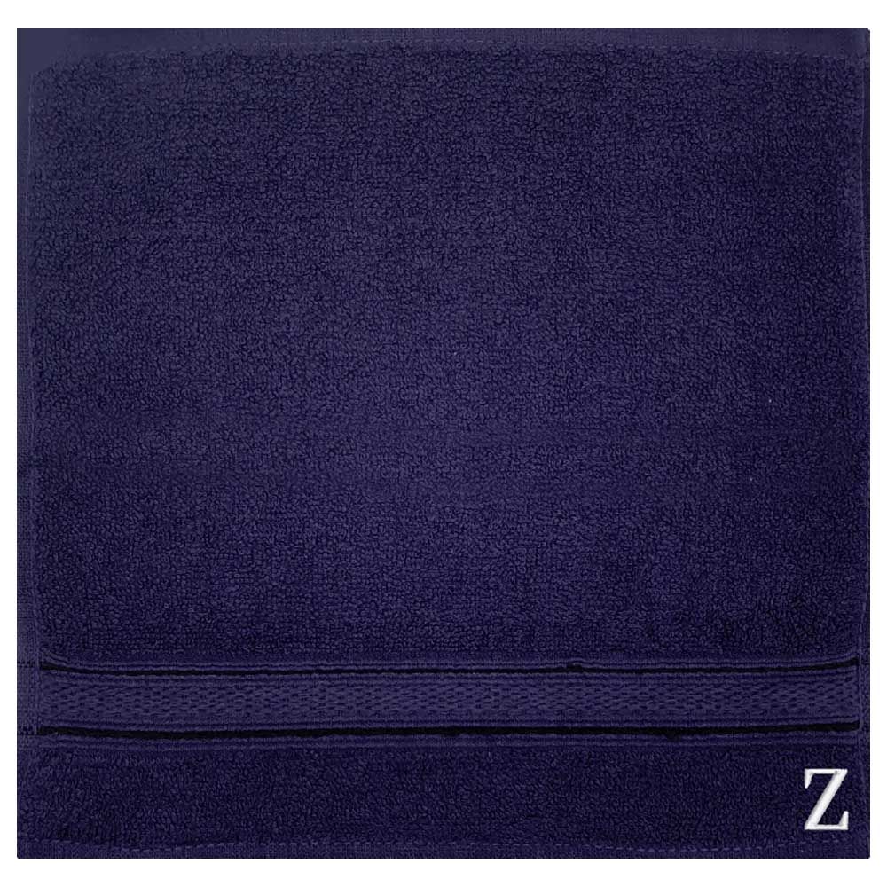 Byft - Letter Z Monogrammed Face Towel - 30 x 30 cm - 6pcs - Navy Blue