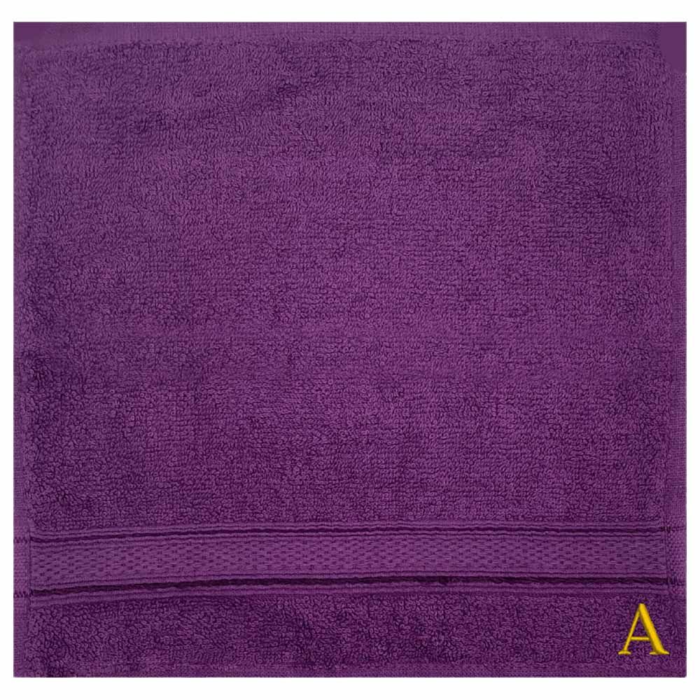 Byft - Letter A Monogrammed Face Towel - 30 x 30 cm - 6pcs - Purple