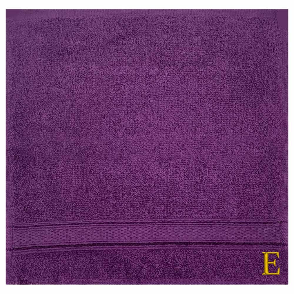 Byft - Letter E Monogrammed Face Towel - 30 x 30 cm - 6pcs - Purple