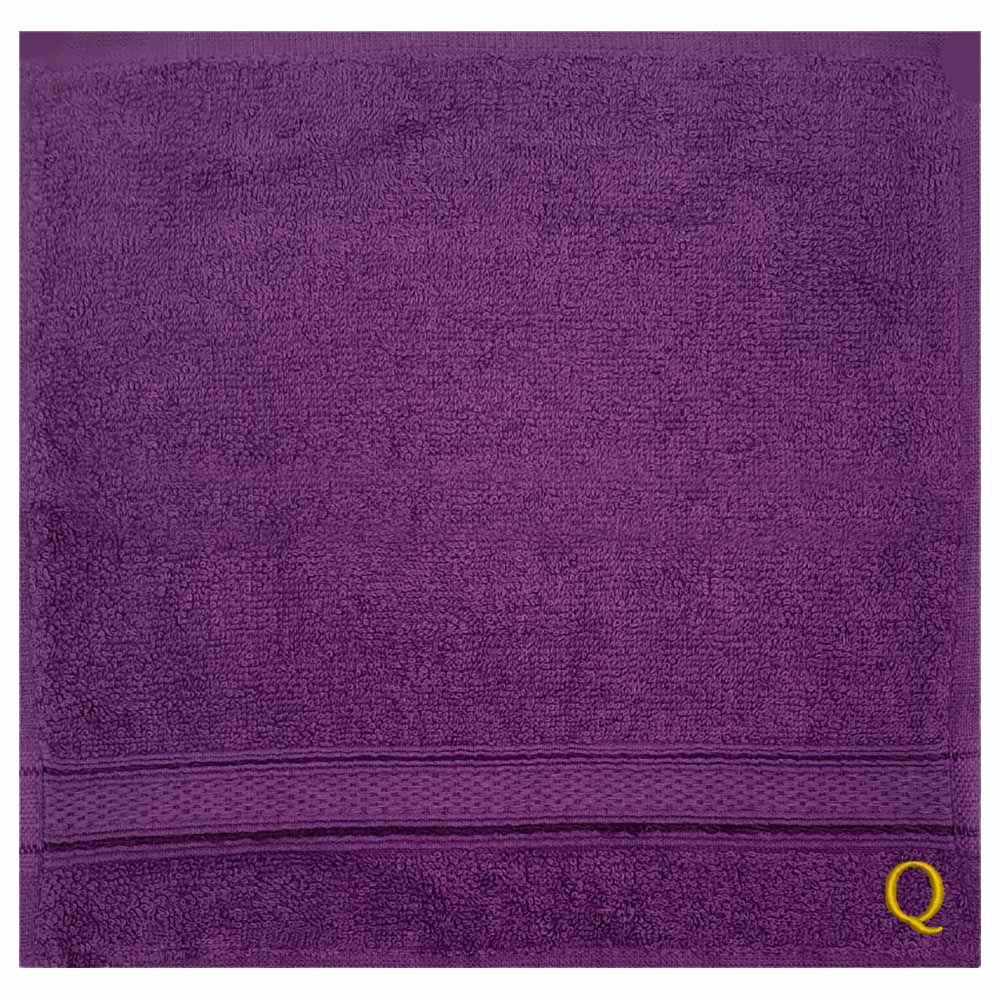 Byft - Letter Q Monogrammed Face Towel - 30 x 30 cm - 6pcs - Purple