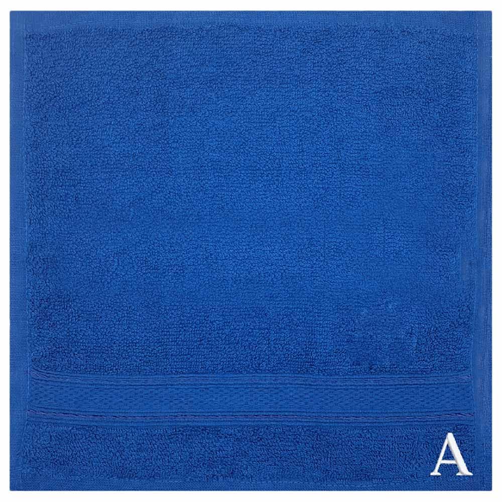 Byft - Letter A Monogrammed Face Towel - 30 x 30 cm - 6pcs - Royal Blue