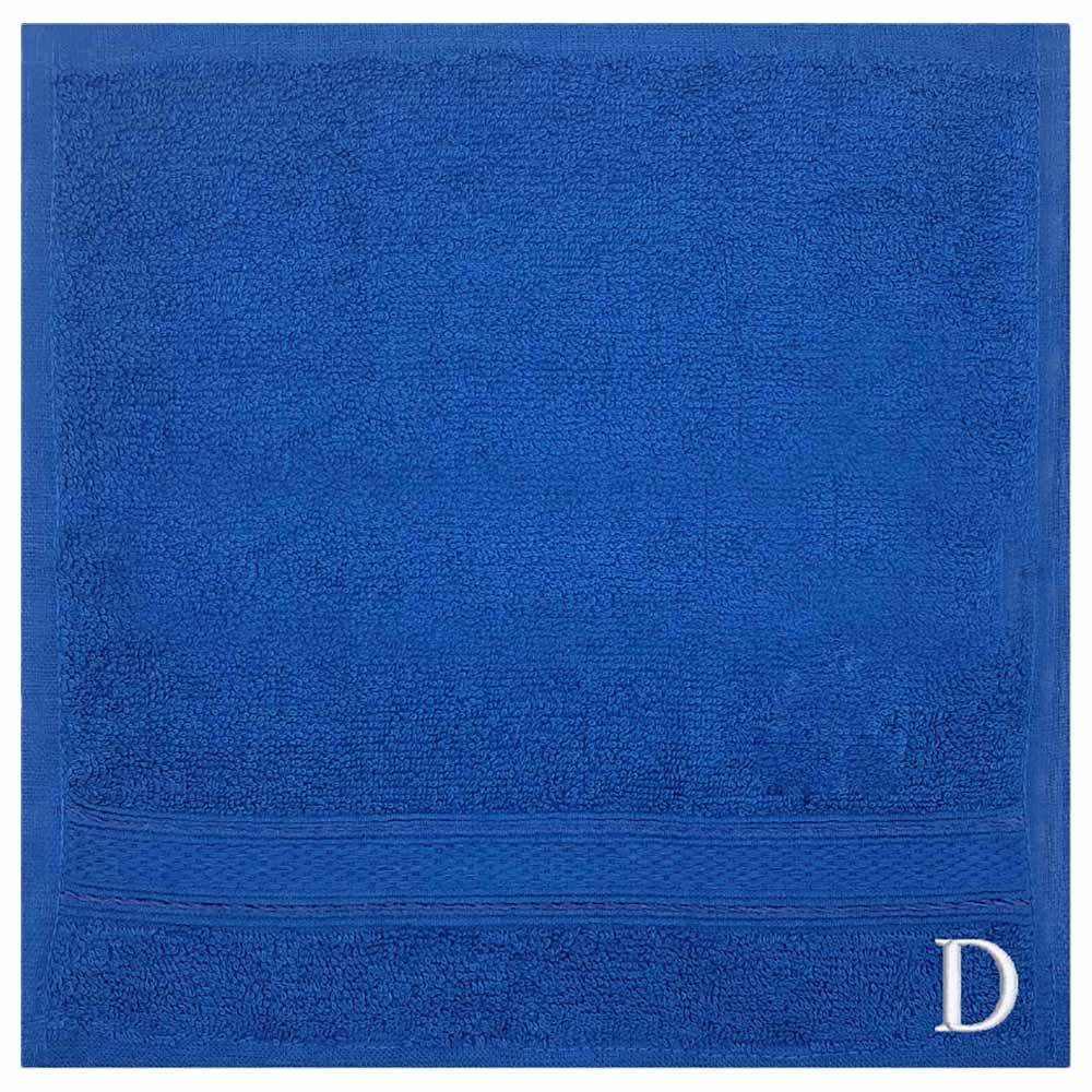 Byft - Letter D Monogrammed Face Towel - 30 x 30 cm - 6pcs - Royal Blue