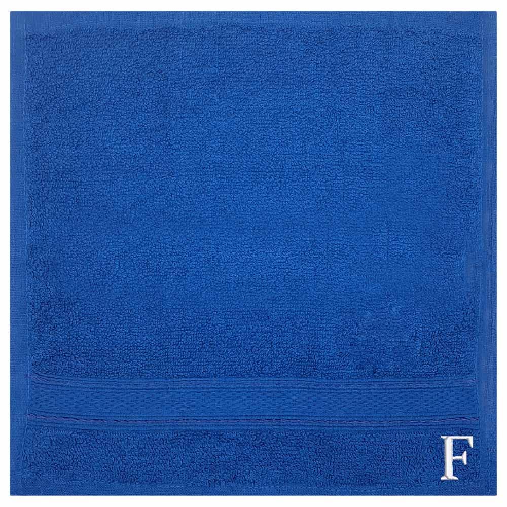 Byft - Letter F Monogrammed Face Towel - 30 x 30 cm - 6pcs - Royal Blue