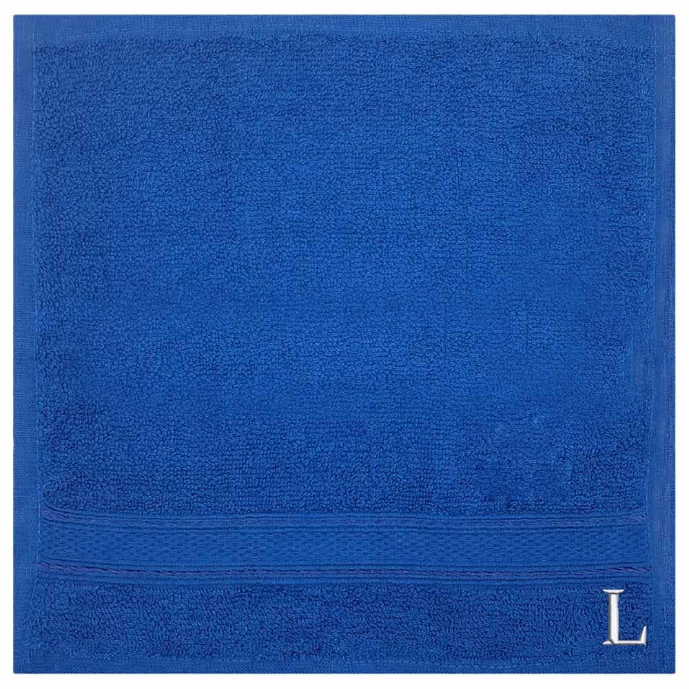 Byft - Letter L Monogrammed Face Towel - 30 x 30 cm - 6pcs - Royal Blue