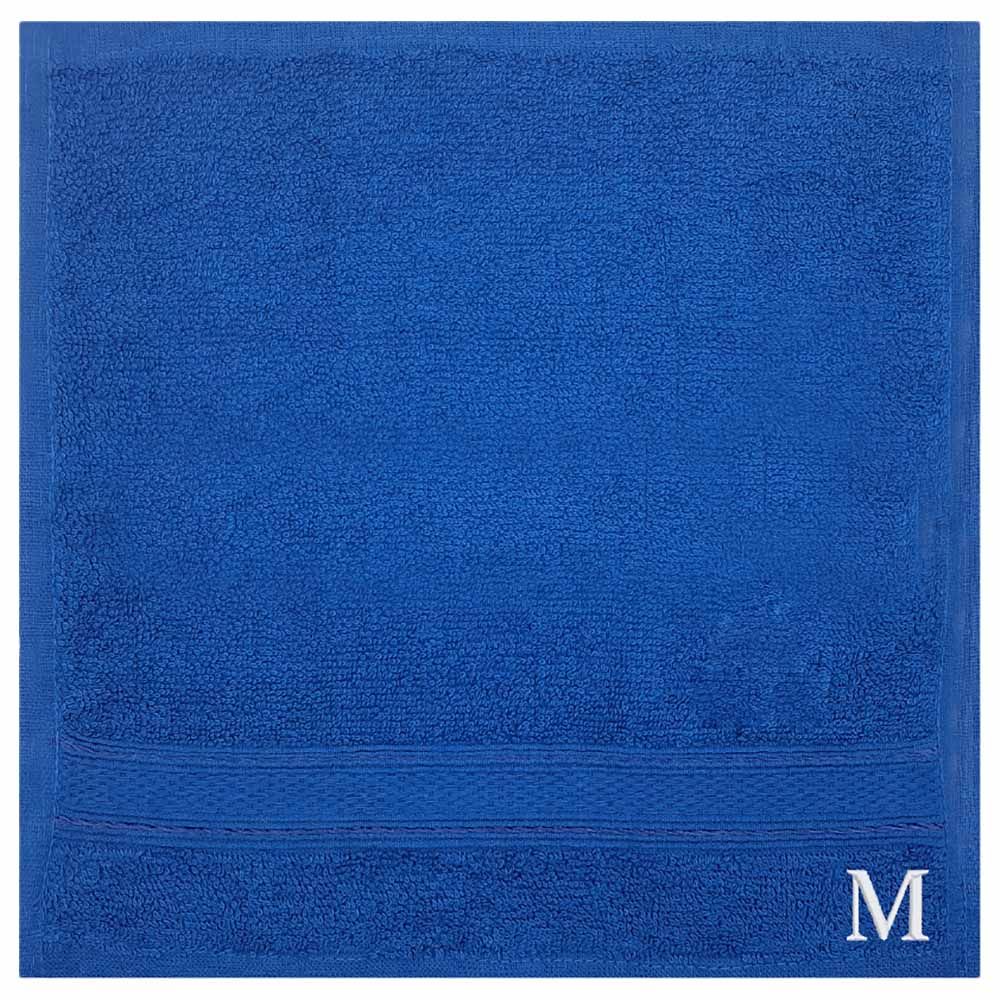 Byft - Letter M Monogrammed Face Towel - 30 x 30 cm - 6pcs - Royal Blue