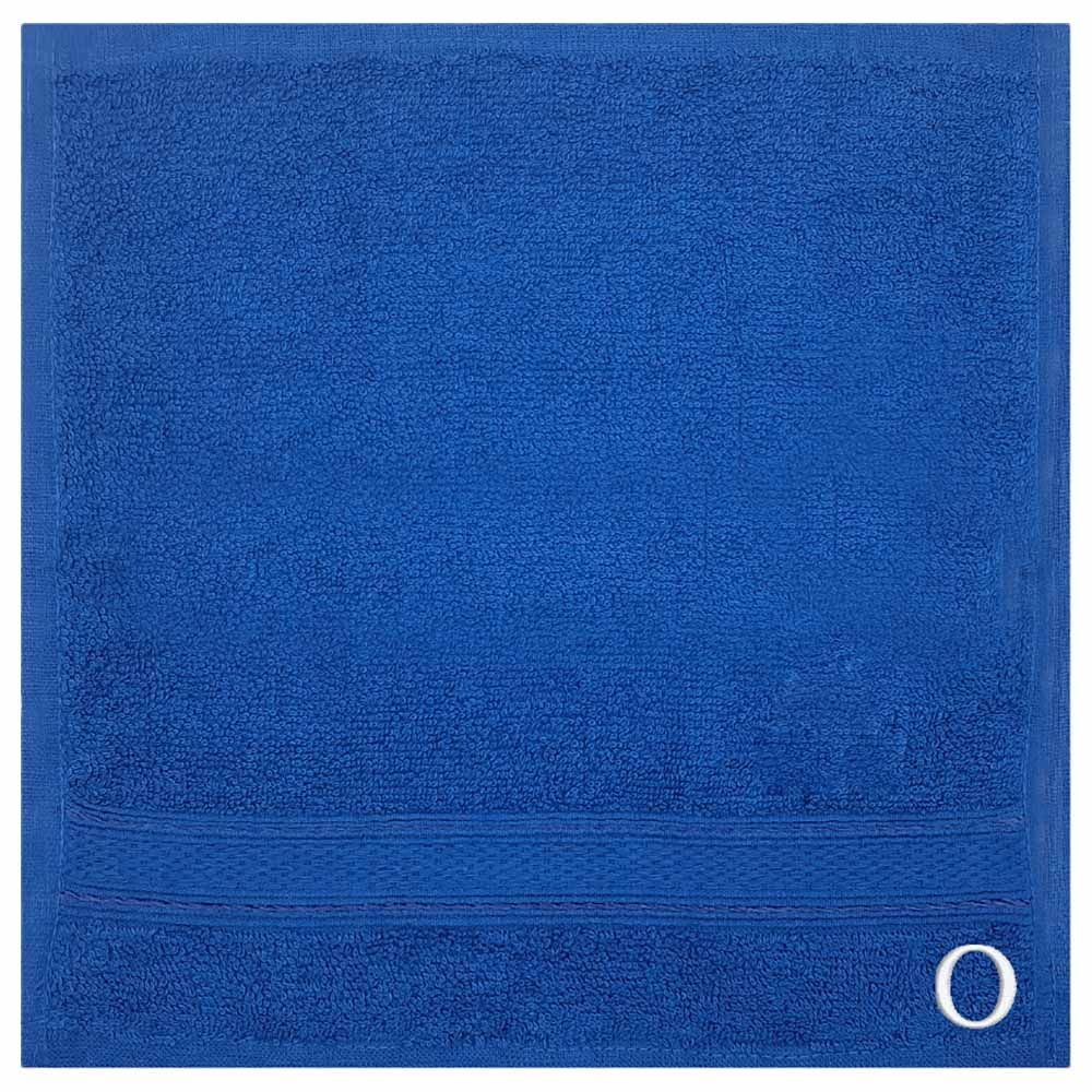 Byft - Letter O Monogrammed Face Towel - 30 x 30 cm - 6pcs - Royal Blue