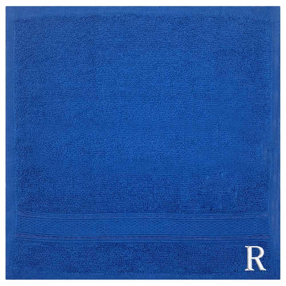 Byft - Letter R Monogrammed Face Towel - 30 x 30 cm - 6pcs - Royal Blue