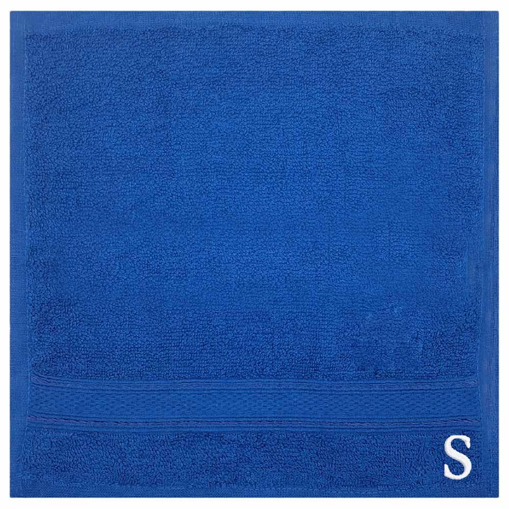 Byft - Letter S Monogrammed Face Towel - 30 x 30 cm - 6pcs - Royal Blue