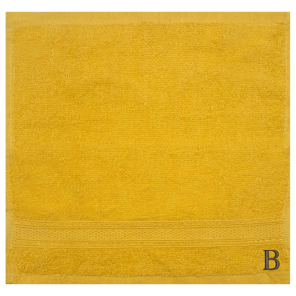 Byft - Letter B Monogrammed Face Towel - 30 x 30 cm - 6pcs – Yellow