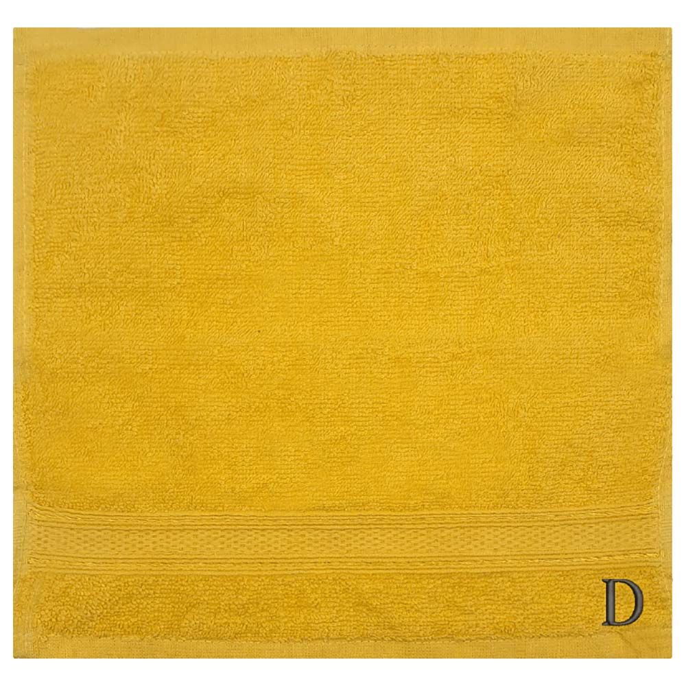 Byft - Letter D Monogrammed Face Towel - 30 x 30 cm - 6pcs – Yellow