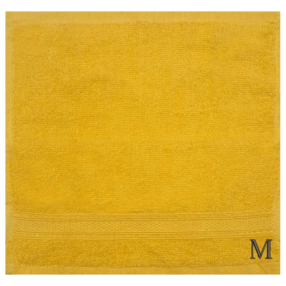 Byft - Letter M Monogrammed Face Towel - 30 x 30 cm - 6pcs – Yellow