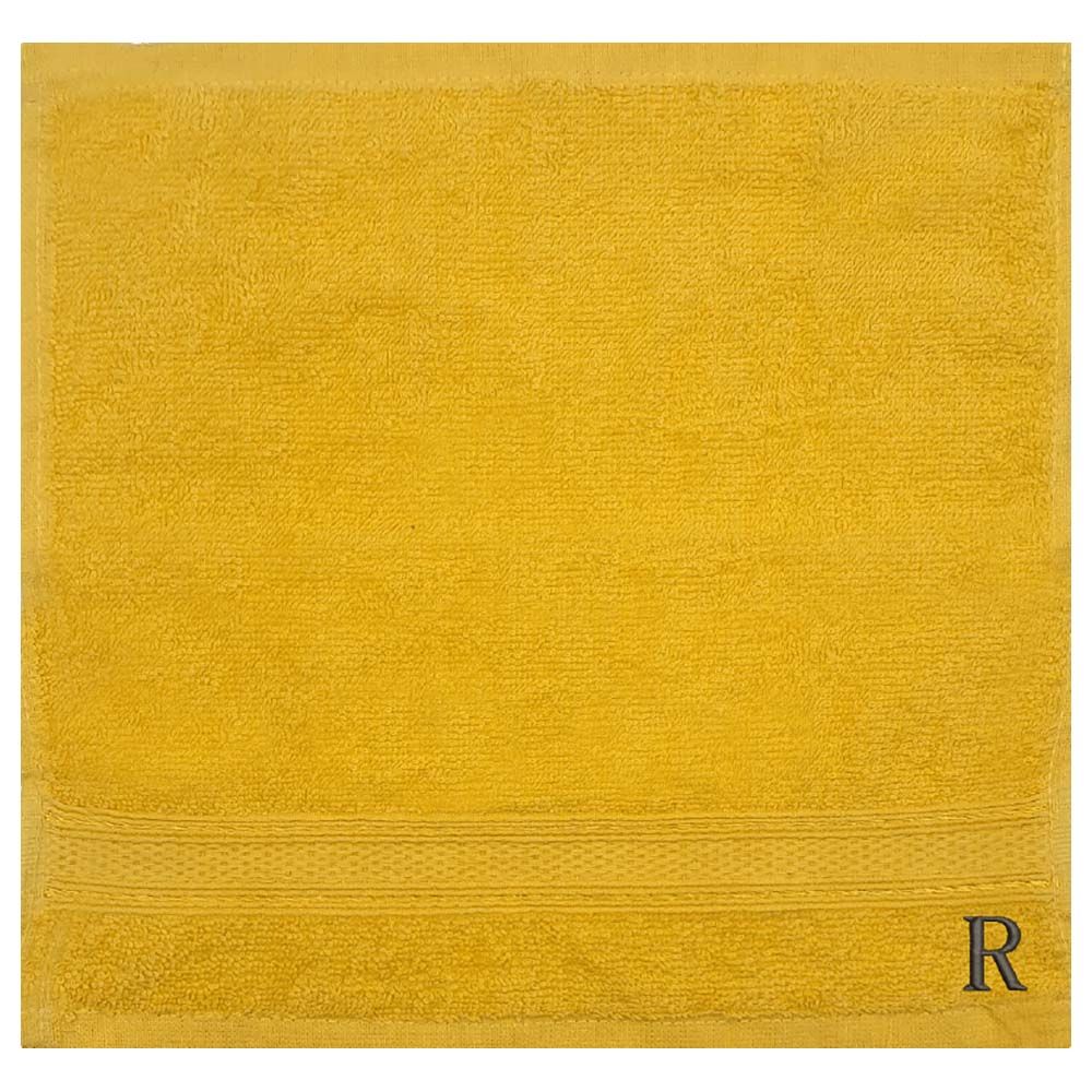 Byft - Letter R Monogrammed Face Towel - 30 x 30 cm - 6pcs – Yellow