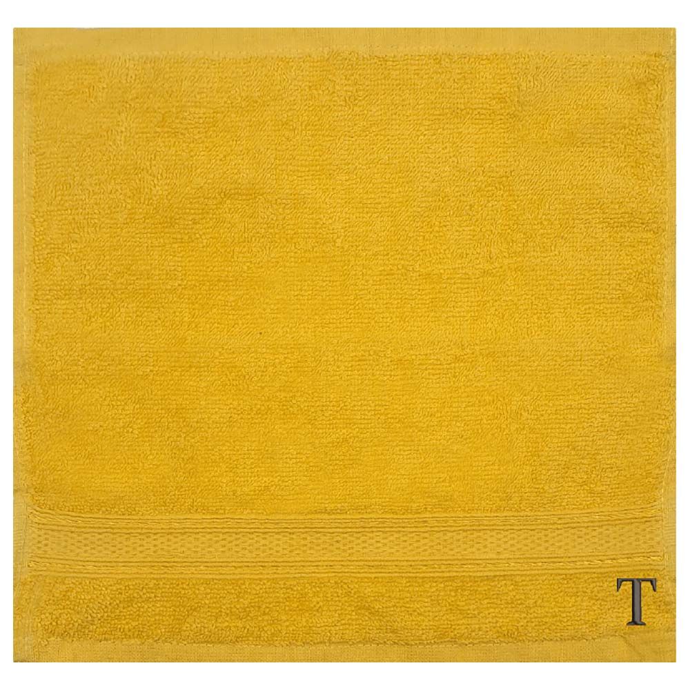 Byft - Letter T Monogrammed Face Towel - 30 x 30 cm - 6pcs – Yellow