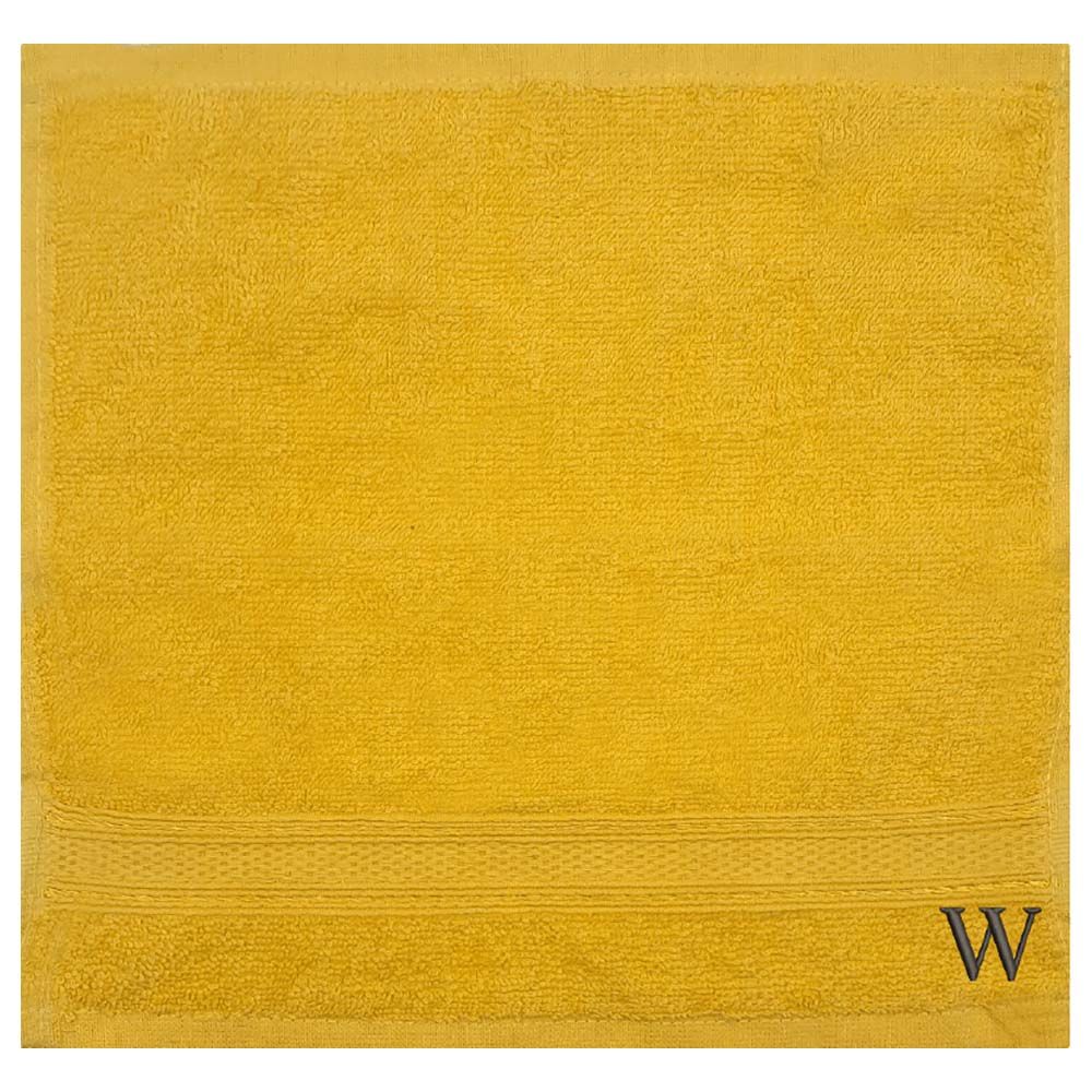 Byft - Letter W Monogrammed Face Towel - 30 x 30 cm - 6pcs – Yellow