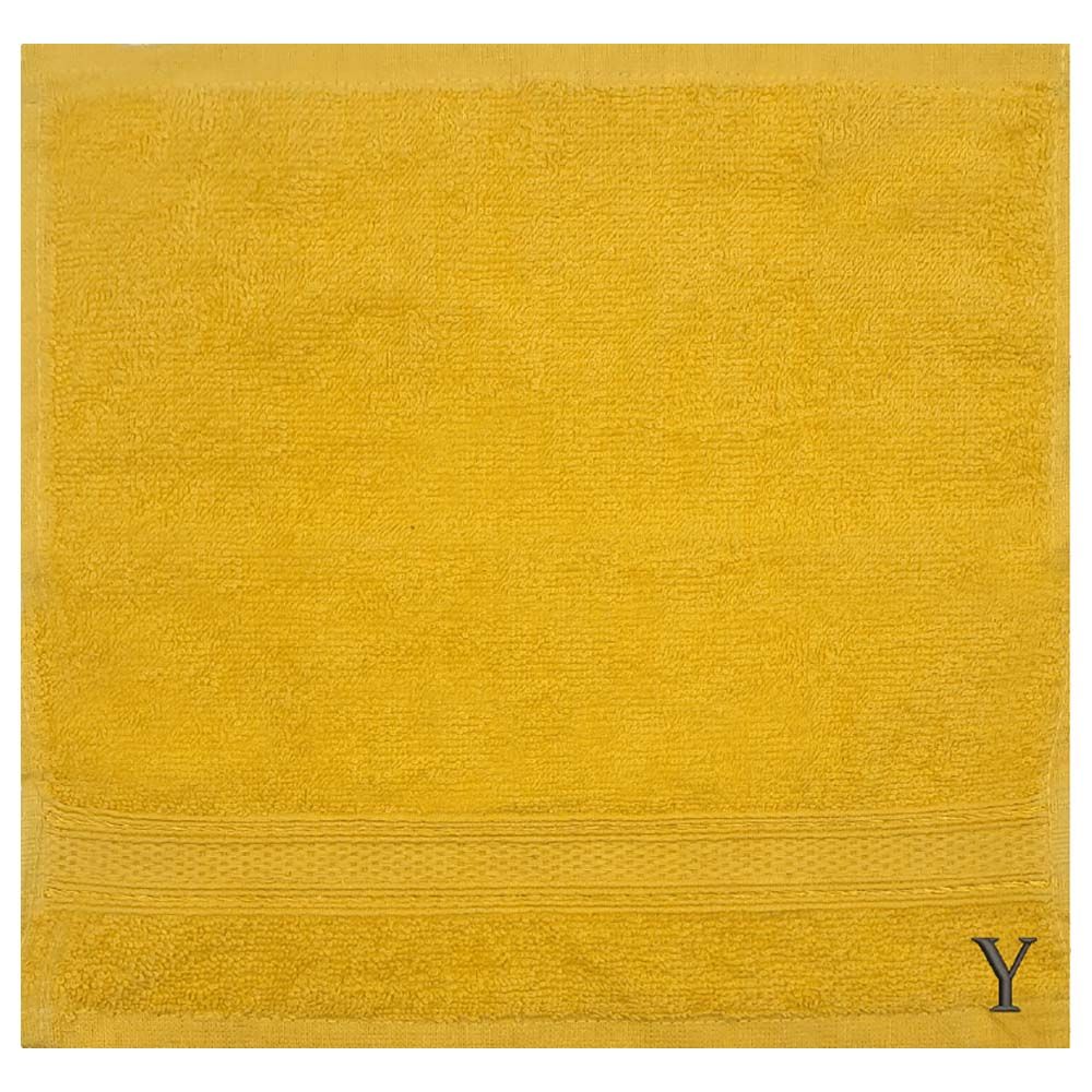 Byft - Letter Y Monogrammed Face Towel - 30 x 30 cm - 6pcs – Yellow