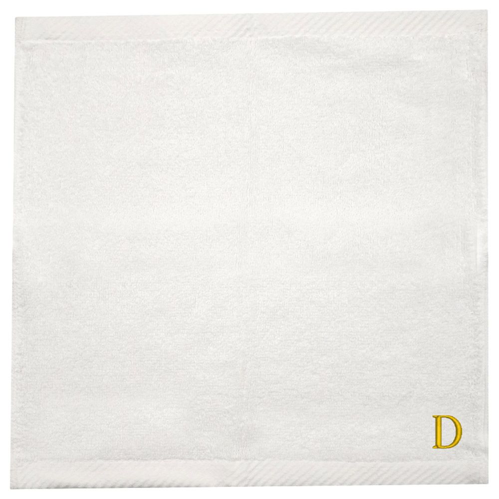 Byft - Letter D Monogrammed Face Towel - 33 x 33 cm - 6pcs - Golden/White