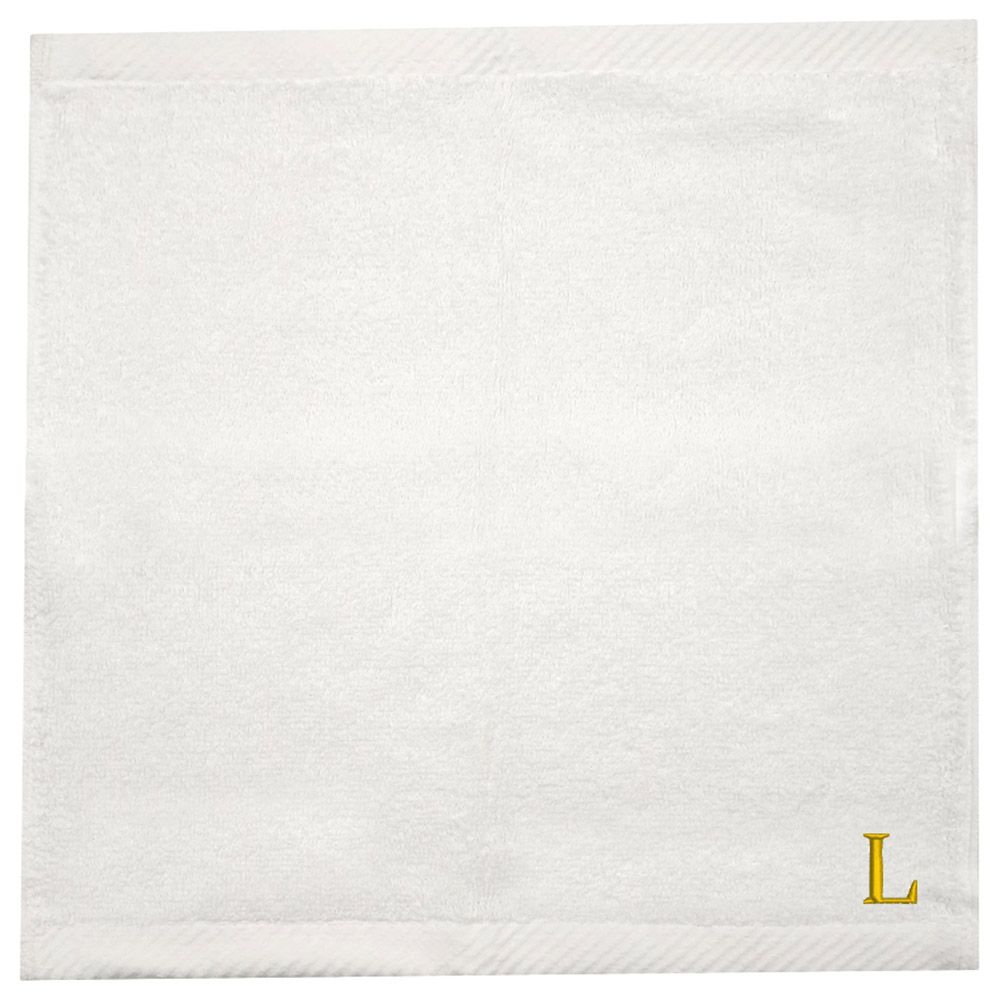 Byft - Letter L Monogrammed Face Towel - 33 x 33 cm - 6pcs - Golden/White