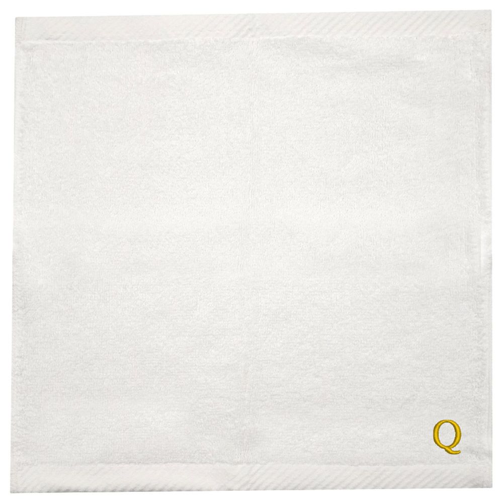 Byft - Letter Q Monogrammed Face Towel - 33 x 33 cm - 6pcs - Golden/White