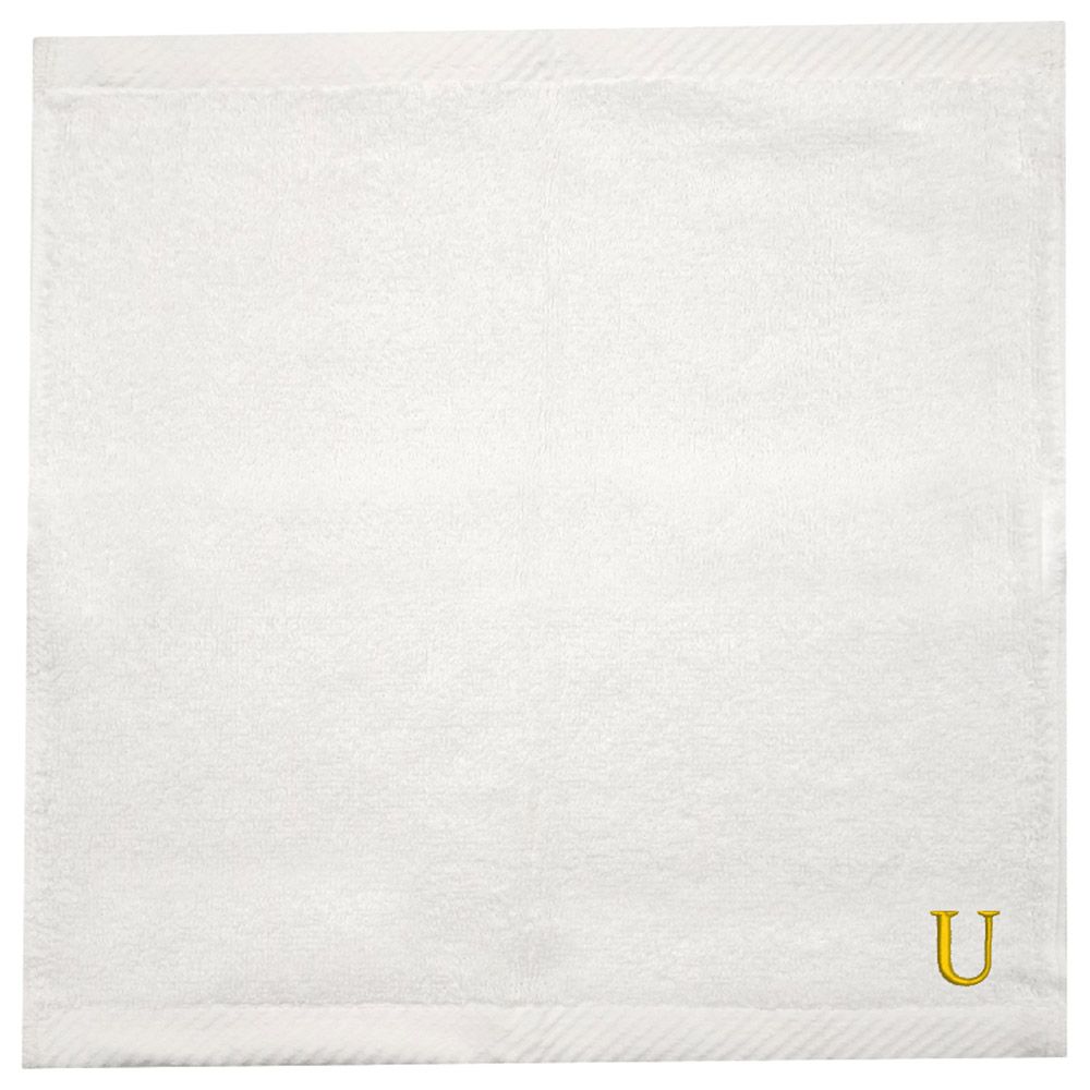 Byft - Letter U Monogrammed Face Towel - 33 x 33 cm - 6pcs - Golden/White