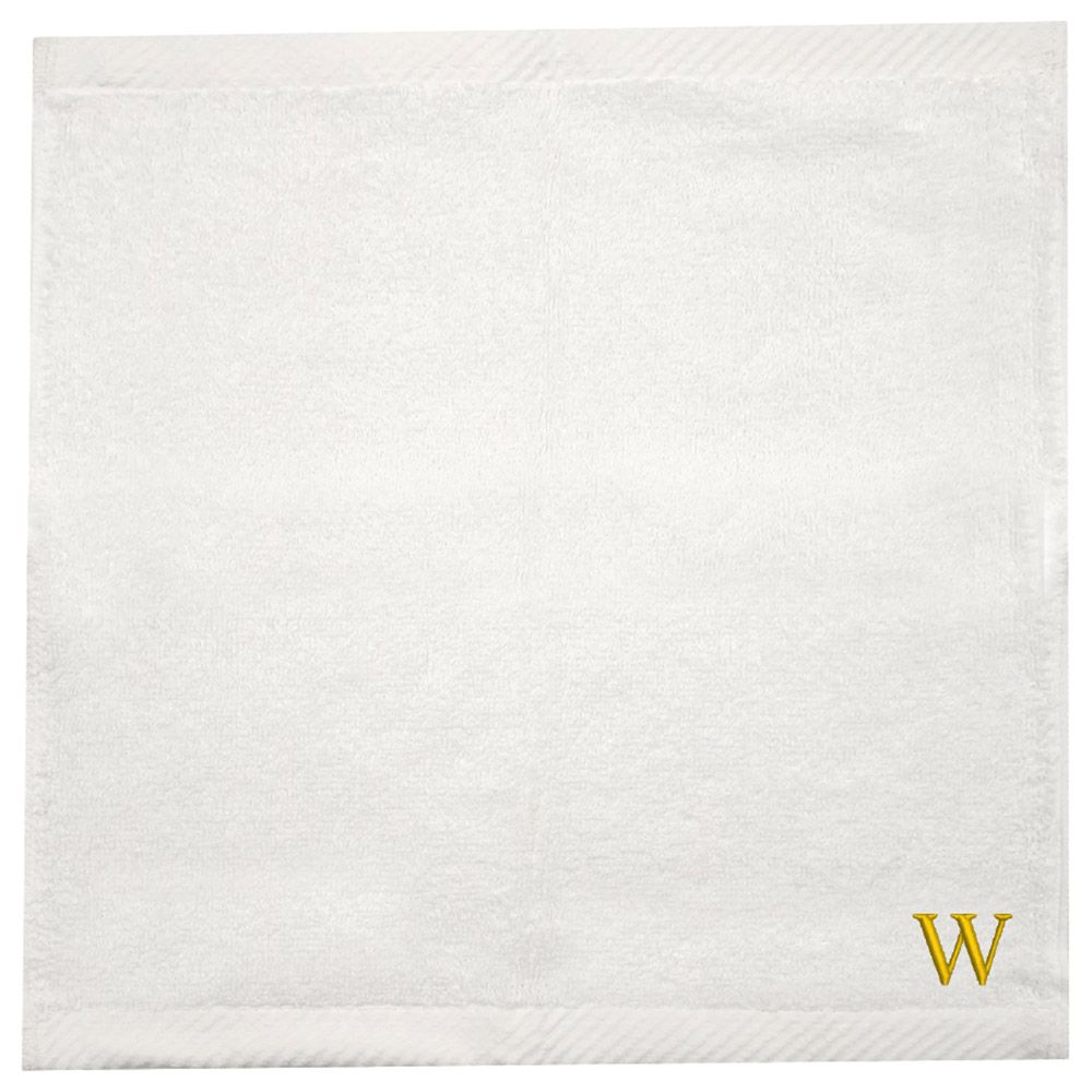 Byft - Letter W Monogrammed Face Towel - 33 x 33 cm - 6pcs - Golden/White