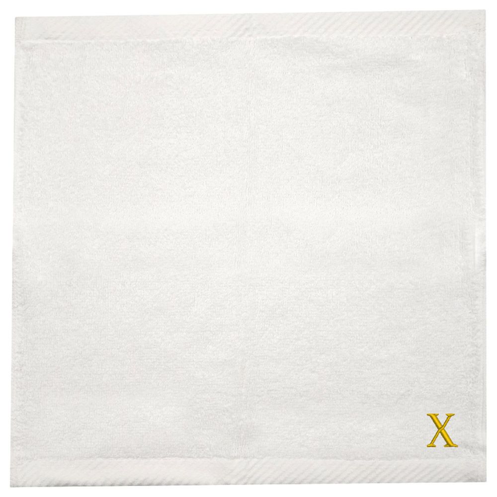 Byft - Letter x Monogrammed Face Towel - 33 x 33 cm - 6pcs - Golden/White