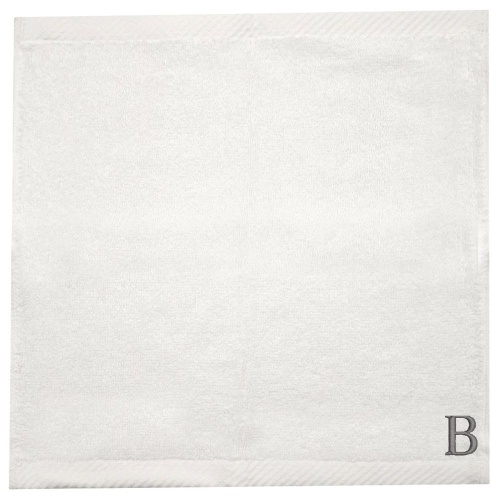 Byft - Letter B Monogrammed Face Towel - 33 x 33 cm - 6pcs - Silver/White