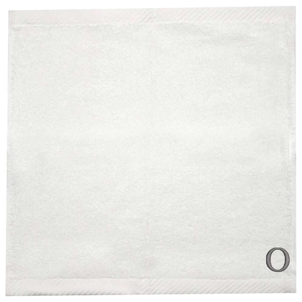 Byft - Letter O Monogrammed Face Towel - 33 x 33 cm - 6pcs - Silver/White