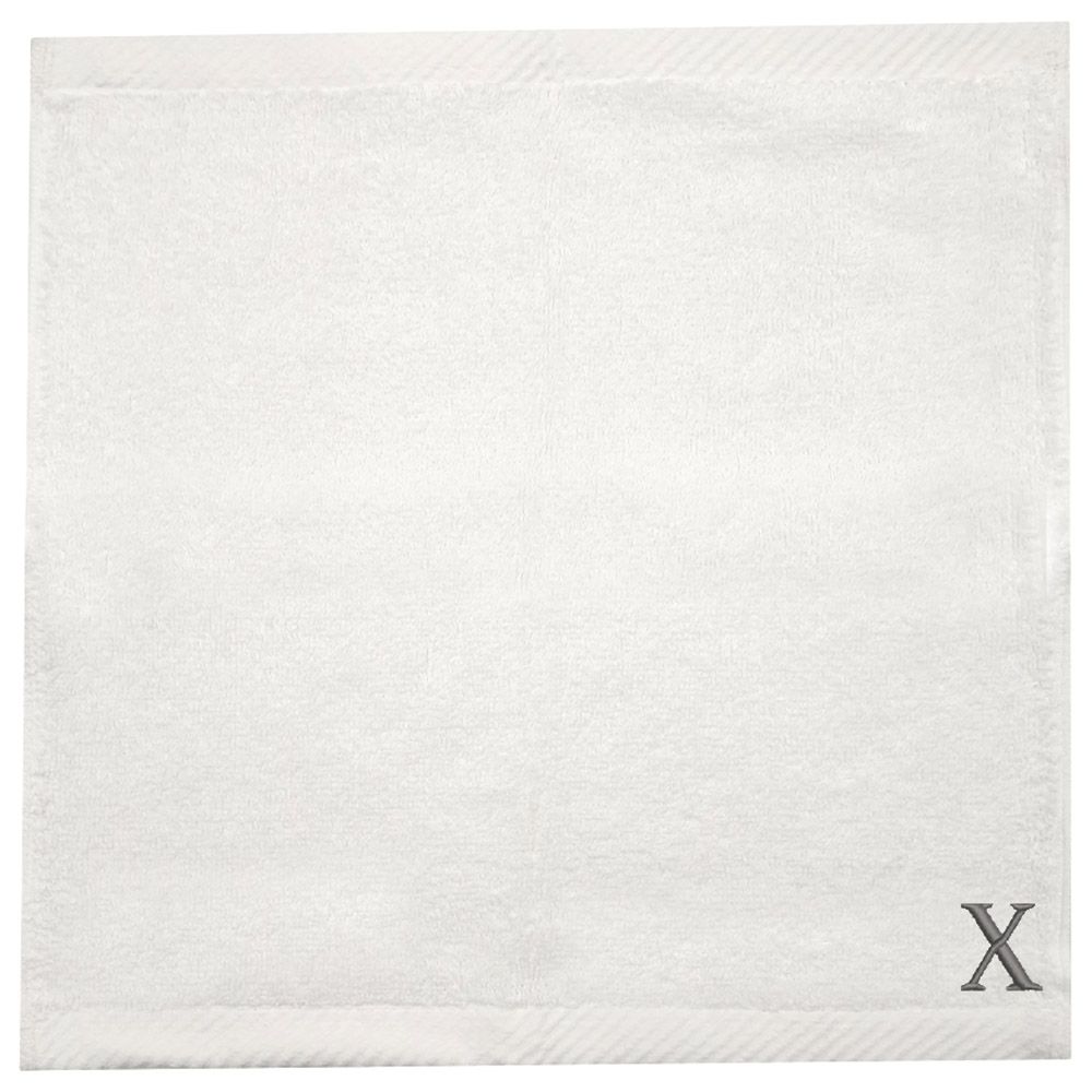 Byft - Letter x Monogrammed Face Towel - 33 x 33 cm - 6pcs - Silver/White