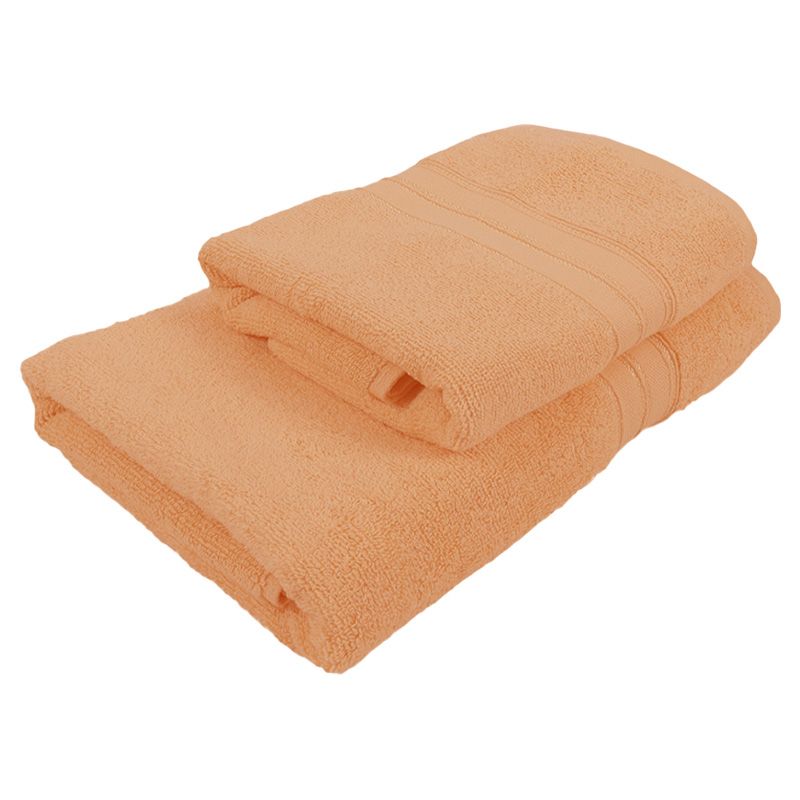 BYFT - Home Trendy Hand Towel and Bath Towel - Peach - 2pcs