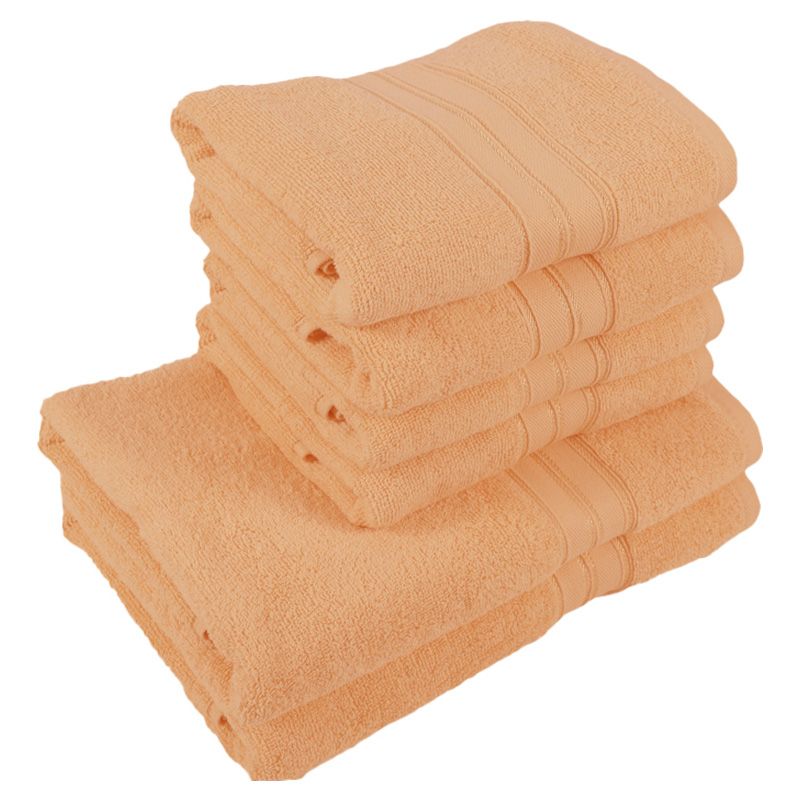 BYFT - Home Trendy Hand Towel 4pcs and Bath Towel 2pcs - Peach