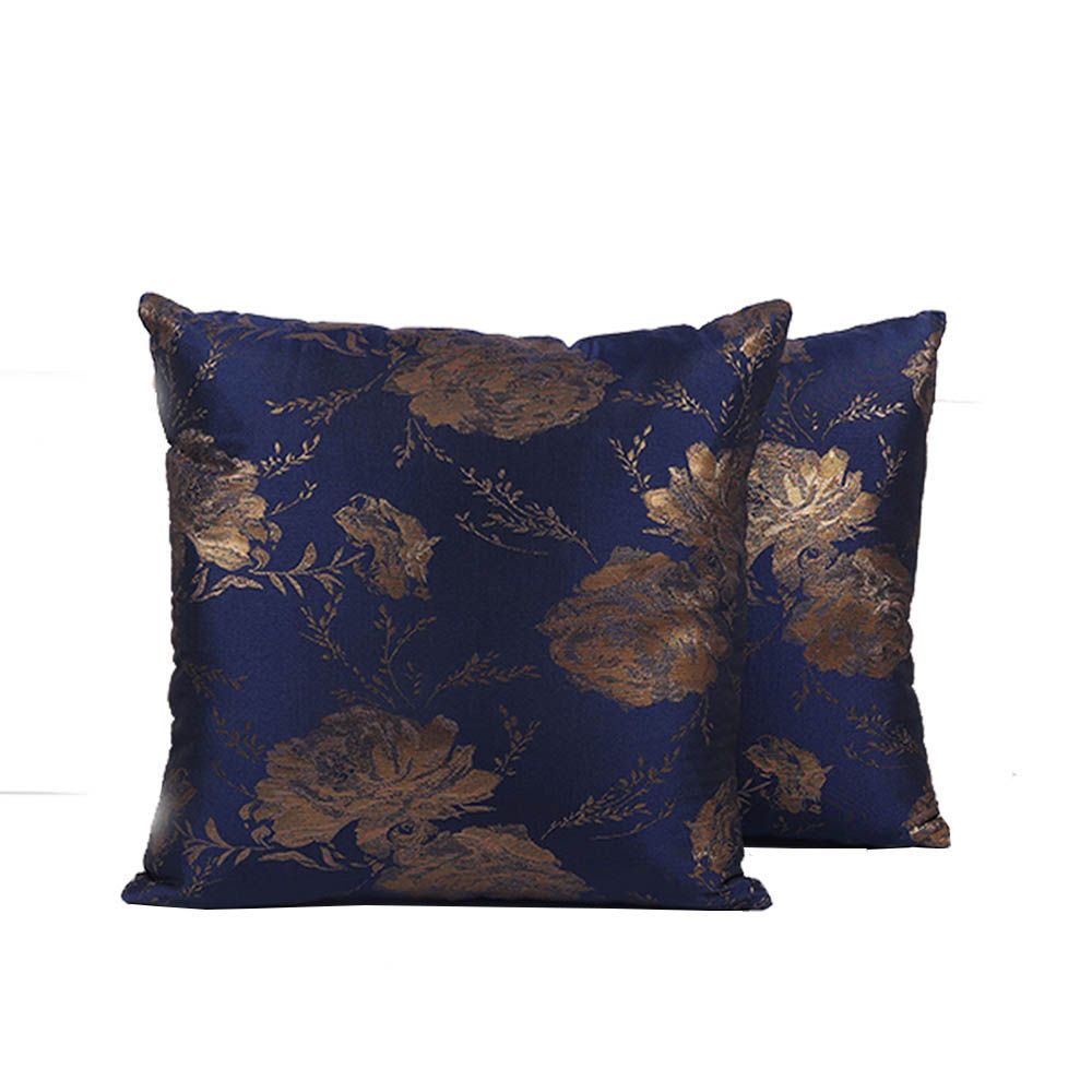 BYFT - Golden Rose Decorative Cushion Cover - Indigo Blue - 2pcs