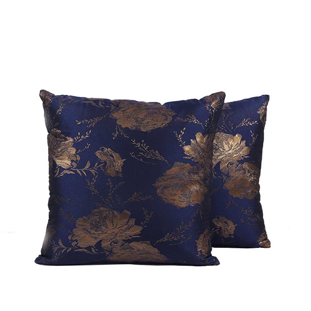 BYFT - Golden Rose Decorative Cushion And Cover - Indigo Blue - 2pcs