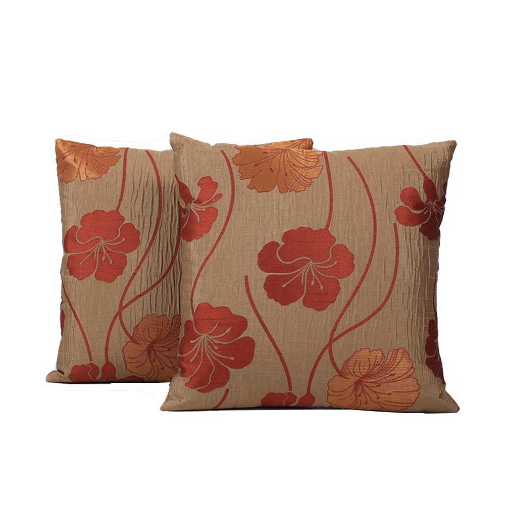 BYFT - Sun-Kissed Hibiscus Decorative Cushion And Cover - Pale Gold - 2pcs