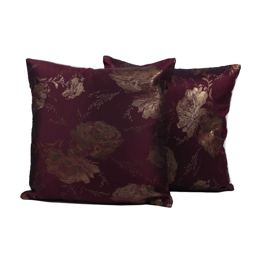 BYFT - Golden Rose Decorative Cushion And Cover - Burgundy - 2pcs