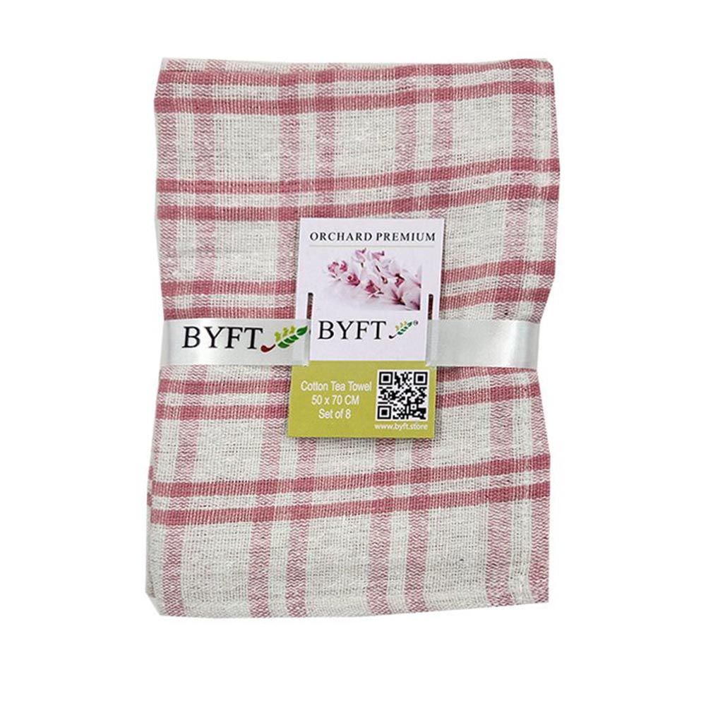 BYFT - Orchard Multi Checkered Tea Towel - Pink/White - 8pcs